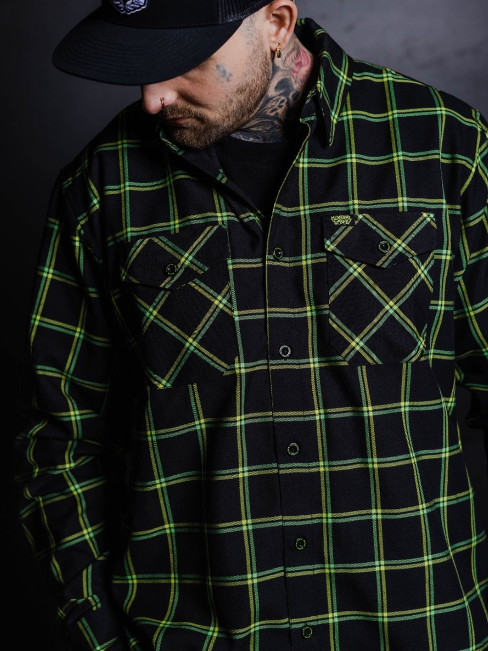 DIXXON Men’s 2XL Limited Municipal Waste Metal Button Down Flannel Green Black
